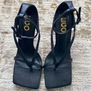 EGO Black Square Toe Heel in Eve